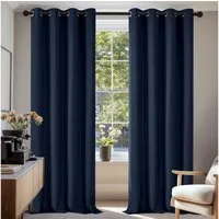Deconovo Verdunkelungsvorhang Gardinen mit Ösen Blickdichte Vorhang Kälteschutz Schlafzimmer 2er Set, Blackout Curtain einfarbig Thermo Vorhang Verdunkelung Wärmeisolierend