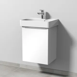 Sanipa 3way Waschtischunterbau zu Geberit Smyle Square Waschtisch mit 1 Tür, Weiß-Glanz UF66878