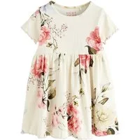 Next Sommerkleid Kurzärmeliges geripptes Kleid (1-tlg)