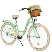 Milord Cityrad Milord City Damenfahrrad Weidenkorb 28/26 Zoll, Mintze-Creme, 3-Gang, 3 Gang, (Fahrradständer, Gepäckträger, Klingel, Korb, Kotflügel)