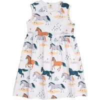 Walkiddy Jerseykleid Ärmelloses Kleid aus Bio-Baumwolle mit Pferdemuster Bio Baumwolle,GOTS,Kinderbekleidung,nachhaltige Klamotten,Kleid