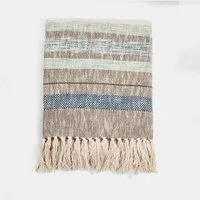 Mirabeau Tagesdecke Plaid Maresas beige/blau