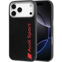 Audi Handyhülle iPhone 17 Pro Max Carbonfaser R8 MagSafe schwarz rot Logo 6,9 Zoll, Kantenschutz