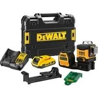 Akku-Multilinienlaser 3x360° DCE089D1G18, 18Volt, Kreuzlinienlaser schwarz/gelb, mit grünen Laserlinien