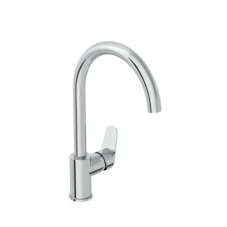 VitrA Flow Round Einhebel-Spültischmischer Höhe 35 cm mit schwenkbarem Auslauf rund Chrom,A43407EXP A43407EXP