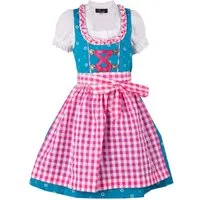 Ramona Lippert Dirndl Kinderdirndl Luna türkis pink Trachtenkleid Mädchen mit Bluse