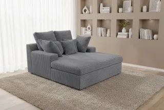 LAGERDEAL Lounge Chaiselongue AROSA Liege in Stoff Tilia Grau RT