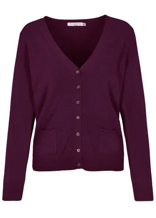IN LINEA - Cardigan, V-Ausschnitt 460 cassis - Gr. - 48