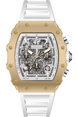 INVICTA Racing 69701 Herrenuhr - Quarzwerk - Acryl mit silbernem Zifferblatt - 43 mm