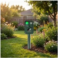 shop'n smile ideoon Wasserstrahl-Tiervertreiber Zuverlässiger Solar-Tierschreck gegen Marder, Vögel, 1-tlg., mit PIR-Sensor & LED Blitzlicht - 13,5-45,5 Hz