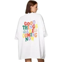 Worldclassca T-Shirt Worldclassca Oversized Print T-Shirt lang Tee Sommer Oberteil Good Things Are Coming Now