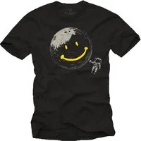 MAKAYA T-Shirt Cooles Shirt für Herren mit Astronaut und Smile Motiv (Schwarz, Blau, Grün, Blaugrau, S, M, L, XL, XXL, 3XL, 4XL, 5XL) Baumwolle