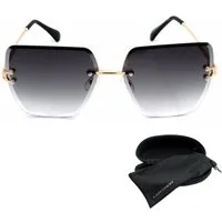 Vaccari-design Sonnenbrille (Elegante Designer Brille in Gold mit Hardcase) Gläser mit Facettenschliff in Schwarz Grau Verlaufsgetönt