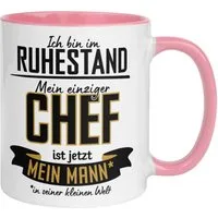 Momentals Tasse Rentnerin – „Mein einziger Chef ist jetzt mein Mann“ – Rente Frau, Gratis Versand · Links-&Rechtshänder · Spülmaschinenfest
