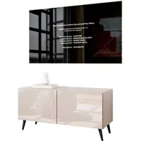 Lookway TV-Schrank COLGANTE 100 Kaschmir Hochglanz mit Metallbeinen 100x40x49 cm