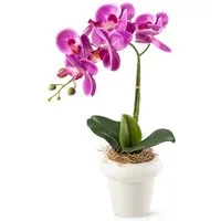 Kunstblume Kunstblumen im Topf, Künstliche Blumen wie echt, Deko Blumen Geranie, Kamelie, Orchidee, Azalee, Veilchen, PASCH, Hochwertiger Keramiktopf