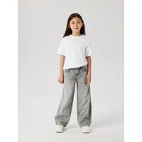 Name It Weite Jeans NKFROSE für Mädchen mit weitem Bein und klassischem Sitz normal, Denim, Abriebeffekte, Reißverschluss