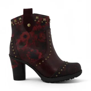 Mustang Damen-Burgundgrüne Blumen-Fußstiefel mit Absatz – M0162012