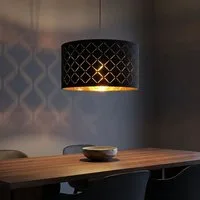 GLOBO LIGHTING LED-Hängeleuchte, Leuchtmittel inklusive, Warmweiß, Hängeleuchte Pendellampe Esstischlampe Textil schwarz gold LED H 140cm