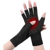LuxusKollektion Handbandage Kompressionshandschuhe Kupfer Arthritis Fingerlos Herren Schwarz-b S