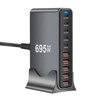 [GaN Tech] Bakeey YMX-695W 695W 10-Port USB PD Charger 5USB-A+5USB-C PD QC Fast Charging Desktop Charging Station EU Plu