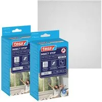 tesa Pollenschutzgitter, (Spar-Set, 2-St., INSECT STOP, selbstklebendem Klett - Anthrazit - 2x 130 cm x 150 cm), zuschneidbarer, transparenter Pollenschutz für Allergiker