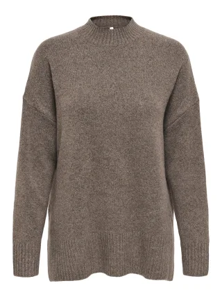 ONLY - ONLHAZEL LS HIGHNECK OVERS RP KNT Brown Lentil - Gr. - S