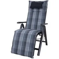 Sun Garden Sesselauflage Relaxliege Toronto 90671-700 grau-weiß kariert 170x52x6,5cm Sun Garden