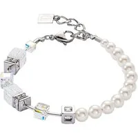 COEUR DE LION Armband Schmuck Edelstahl GeoCUBE® Precious Fusion Pearls Würfelkette, Made in Germany - mit Schmucksteinen - mit Swarovski® Perle