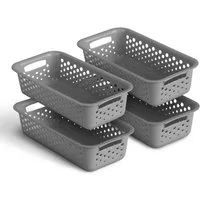 Pro Home Aufbewahrungskorb Modularer Kunststoffkorb Kunststoff Box (4 St), Aufbewahrungsbox mit Griffen - BPA-Frei - Organizer Körbchen Bad Küche