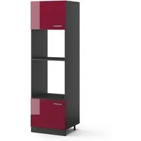 Vicco Mikrowellenumbauschrank R-Line, Rot Hochglanz/Anthrazit, 60 cm (1-St)