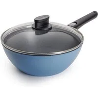 WOLL MADE IN GERMANY Wok Ecolour Ø 24 cm inkl. Deckel, Aluminiumguss (Set, 2-tlg), abnehmbarer Stiel