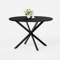 Fine Life Pro Ablagetisch Runder schwarzer Esstisch Ø120 cm mit stabilen X-Stahlbeinen
