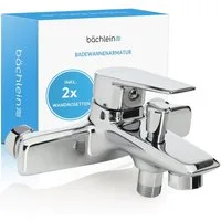 Bächlein Badarmatur Badewannenarmatur Orlias, Duscharmatur Wannenarmatur Wasserhahn Bad Keramikkartusche, Mischbatterie Badewanne, Chrom