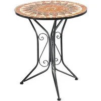Kobolo Beistelltisch Gartentisch Mosaiktisch Metalltisch H70 cm D60 cm (kombinierbar, 1-St., 1 Tisch)