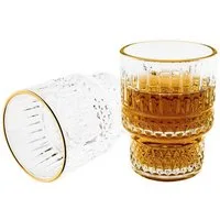 Sunay Gläser-Set 6-teilig mit Goldumrandung & Rifflemuster 175ml transparent, 6-tlg.