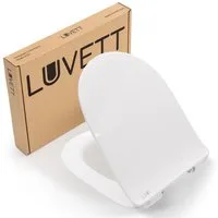 LUVETT WC-Sitz D800 D-Form Slim Absenkautomatik, Duroplast Antibakteriell, Softclose (1-St., mit Original SoftClose® Absenkautomatik, Duroplast, Abnehmbar), Inklusive 3 Befestigungsmöglichkeiten