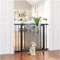 PawHut Hundegitter 75-103 cm Breite Absperrgitter, Auto-Close, ohne Bohren (Hunde Türschutzgitter, 1 St., Treppengitter), für Kinder, Katzen, Stahl, Schwarz