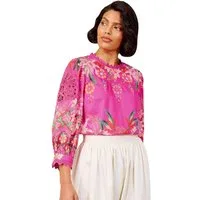 Love & Roses Spitzenbluse Love & Roses Bluse Blumen-Print und Spitze, Petite (1-tlg)