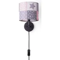 Paco Home Wandleuchte Cosmo 345, ohne Leuchtmittel, Kinderlampe Wandlampe Schalter Ø 18cm Sterne Punkte Kabellänge 3m E14