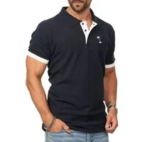 DAILY COTTON Poloshirt in Kurzarm als Freizeit Polo T-Shirt - Polo-Hemd für Herren (1-tlg) Männer Polohemd im Regular-Fit in Piqué-Qualität mit Palmen-Logo