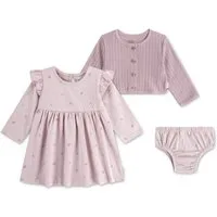 HUGGIES babywear Kleid & Hose HUGG 3PC DRESS SET (Set, 3-tlg) & Strickjacke mit Allover-Schleifenprint - for Girls