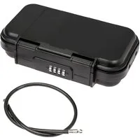 HMF Tresor Tragbarer Safe mit Zahlenschloss, wasserdichter Mini Tresor mit Drahtseil 23,5 x 14,5 x 5,8 cm, schwarz
