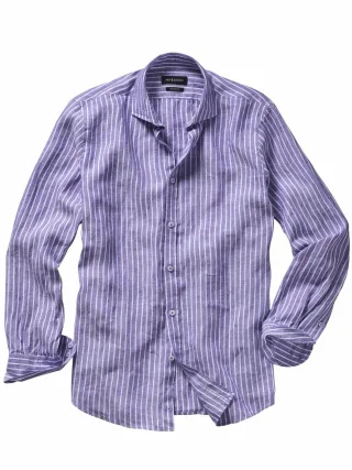 Mey & Edlich Herren Mittelmeerhemd Lila 100 % Leinen