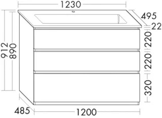 Burgbad Keramik Waschtisch-Set Lin20 Melamin Eiche Dekor Silber/Schwarz Matt, SGHG123F6028C0038 SGHG123F6028C0038