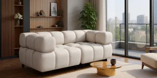 Sofa Designersofa FLOW 2-Sitzer in Stoff Bluvel Creme