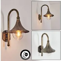 hofstein Außen-Wandleuchte »Paraolo« Außenwandlampe abwärts in antikem Look, ohne Leuchtmittel, Aluguss in Braun/Gold, m. E27,Vintage Außenleuchte für Terrasse u. Hof