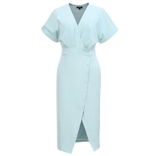 Asymmetrisches Kleid mit seitlichen Knöpfen und Kreuzherzen