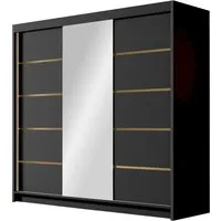MIRJAN24 Kleiderschrank Evo VI (mit drei Schwebetüren) 200x58x215 cm, Frontspiegel 3 mm