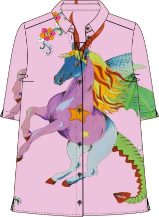 Milano Italy - Shrt Blouse with 1/2 sleeves orchid print - Gr. - 38